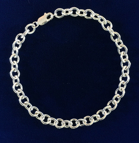 Sterling Charm Bracelet, Solid Links - 7.5"